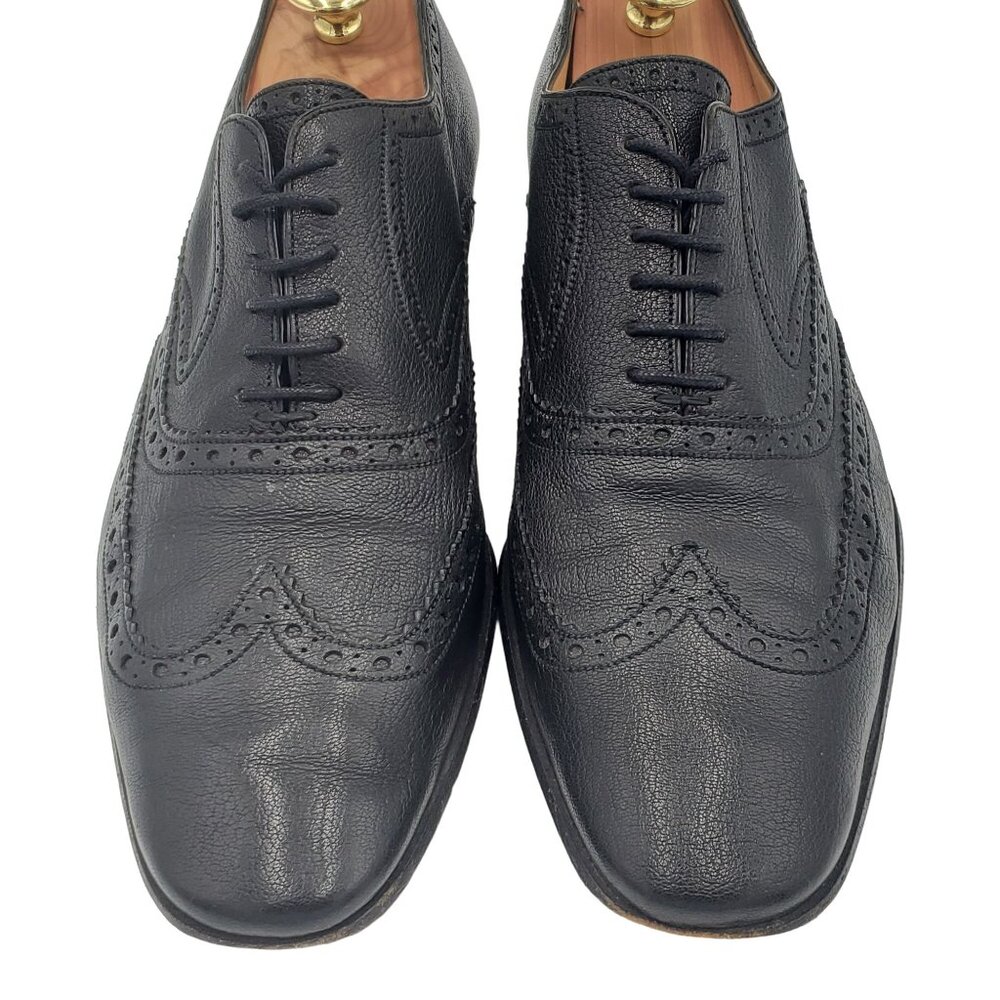 Vintage Bally Switzerland Dress Shoes Men size 9.5 Black Leather Wingtip Oxfords - Picture 3 of 14